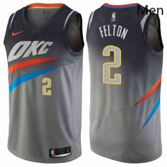 Mens Nike Oklahoma City Thunder 2 Raymond Felton Swingman Gray NBA Jersey City Edition